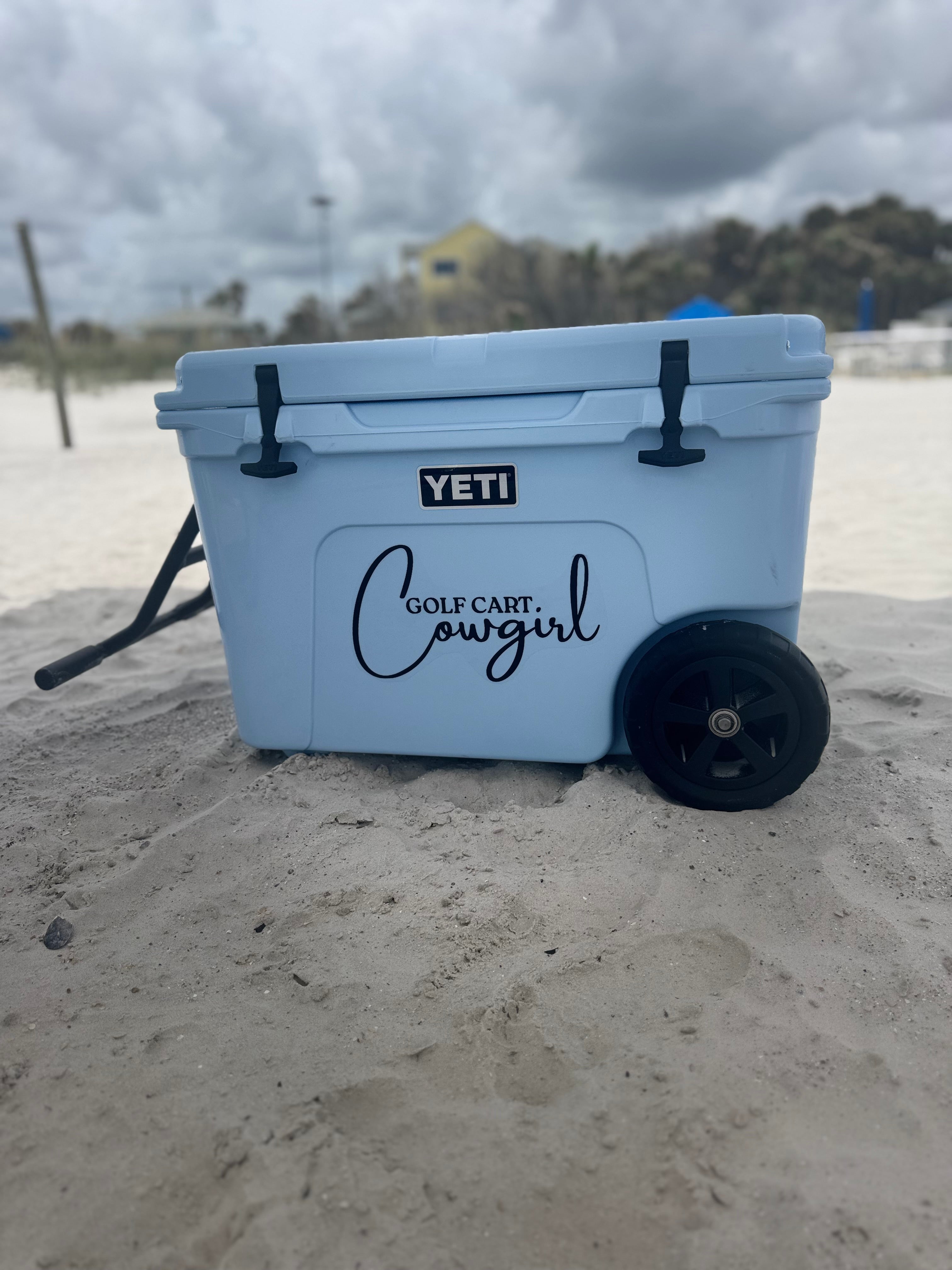 Golf Cart Cowgirl Cooler transfer 11”x6.5”